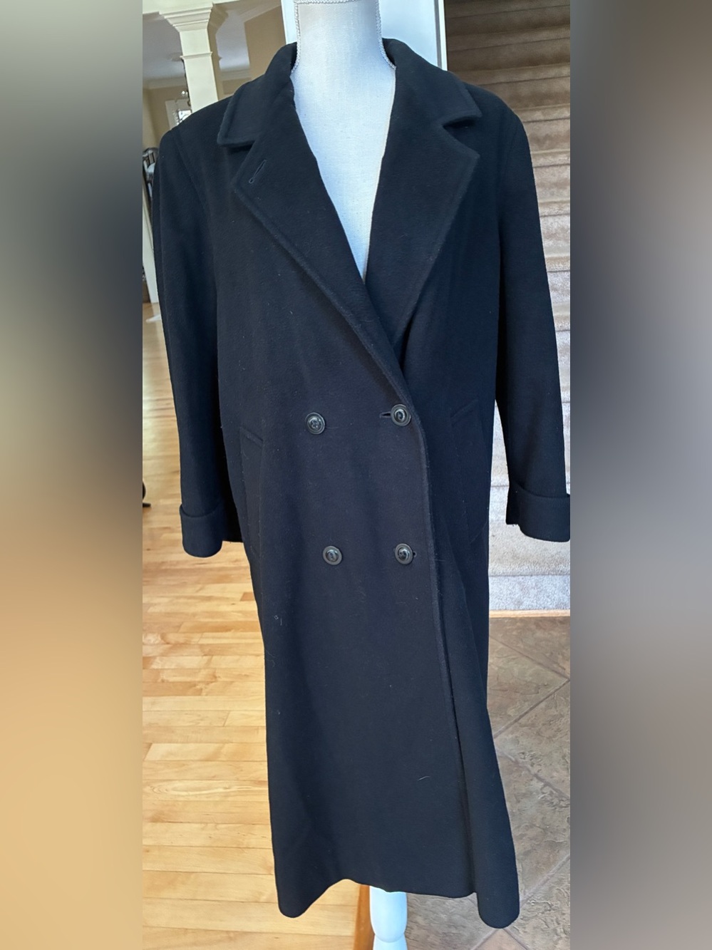 Charles Klein Vintage 100% Black Wool Women's Double-Breasted  Coat